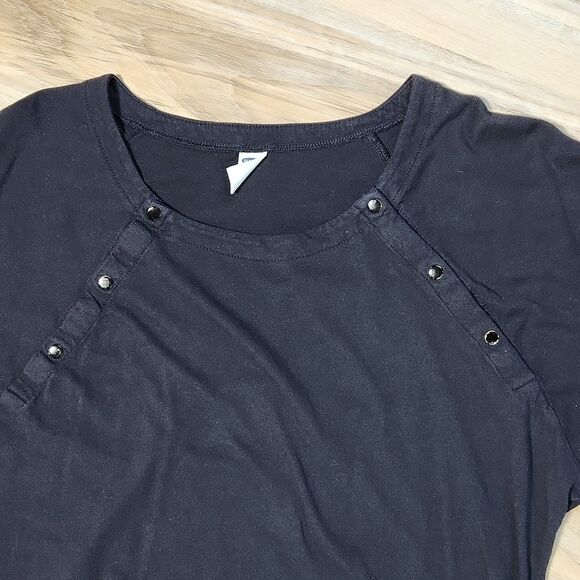 🐞Old Navy Black Snap Front Dolman Sleeve Top Maternity Small - Picture 3 of 11
